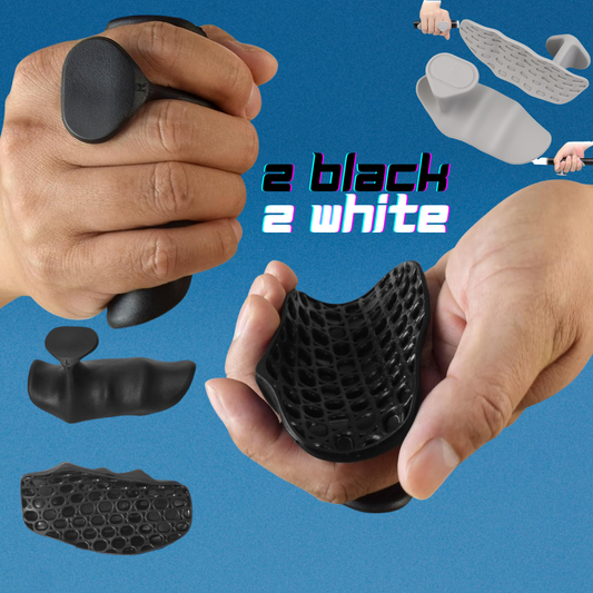 ROYALIFY GRIPZ™ Hand Grips for Gym - (2 Black) + (2 White)